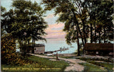 VT, SOUTH HERO - Keelers Bay camps, dock, people, water - R01093