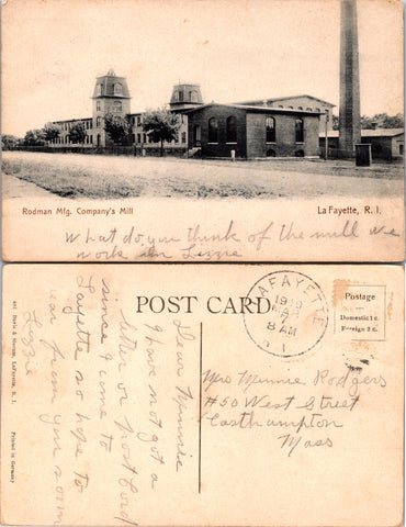 RI, LaFayette - Rodman Manufacturing Companys Mill postcard - R01097