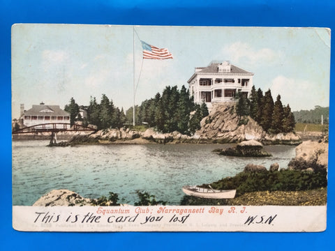 RI, Narragansett Bay - Squantum Club, US Flag postcard - D07128