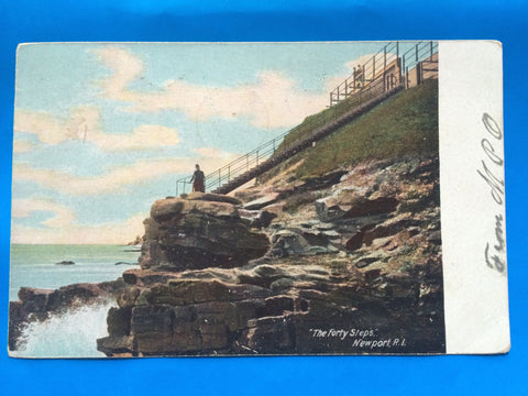 RI, Newport - The Forty Steps closeup postcard - A04044