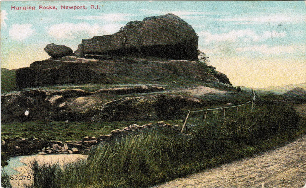 RI, Newport - Hanging Rocks closeup postcard - A07154