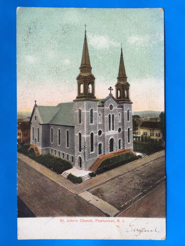 RI, PAWTUCKET - St Johns Church postcard - B11177