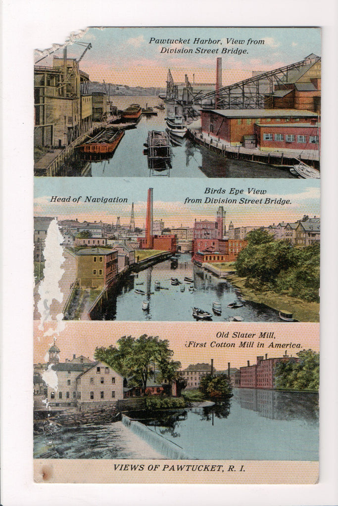 RI, Pawtucket - multi views - @1912 - z17062 - postcard **DAMAGED / AS IS**