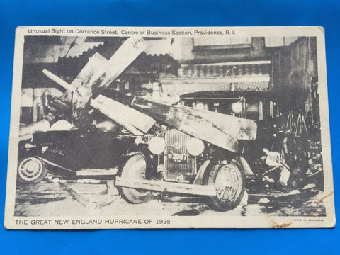 RI, Providence - Hurricane damage old cars postcard - #500295