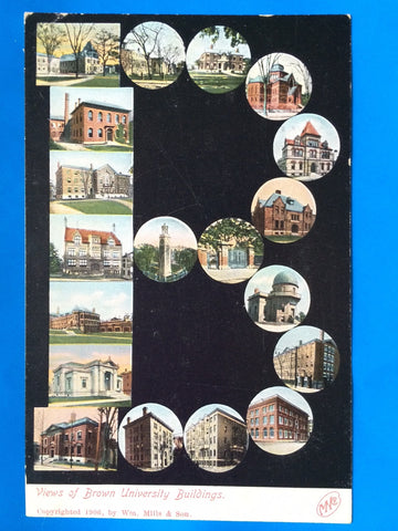 RI, Providence - Brown Univ, large letter B postcard, 19 pixs - B06550