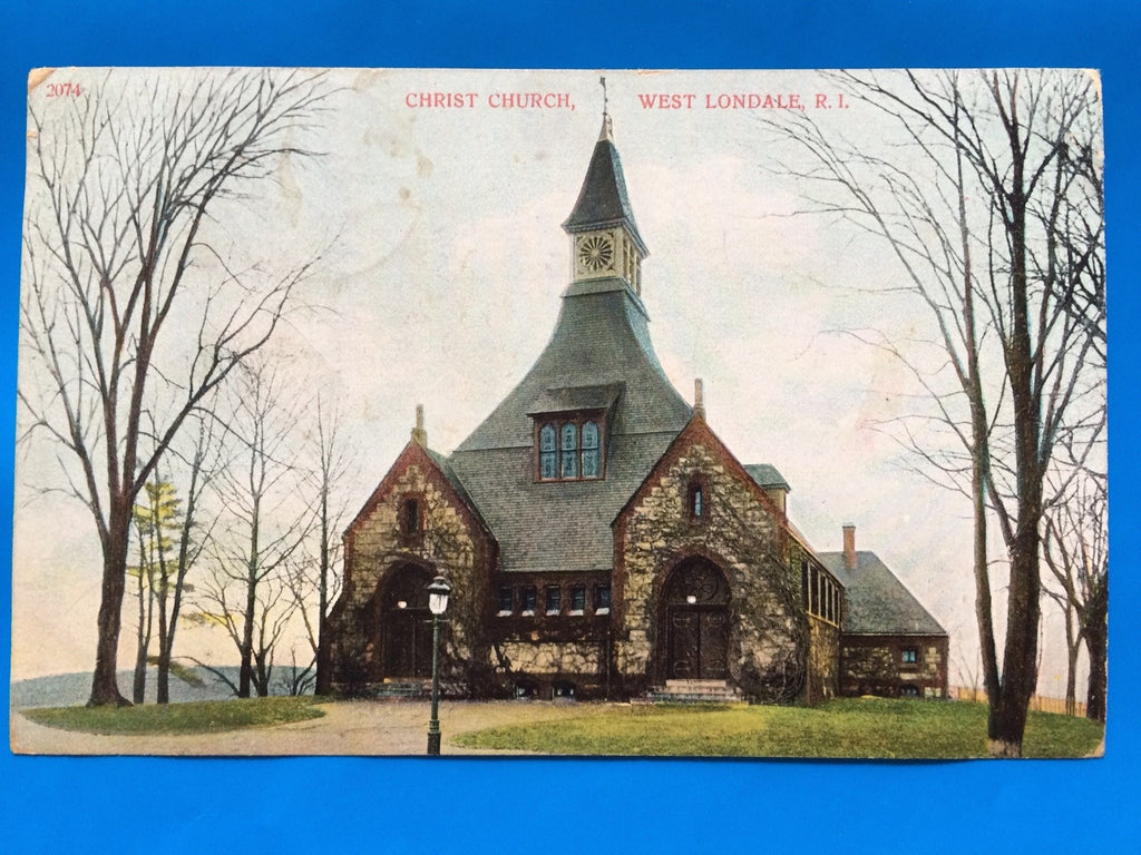 RI, WEST LONDALE - Christ Church closeup postcard - A12074