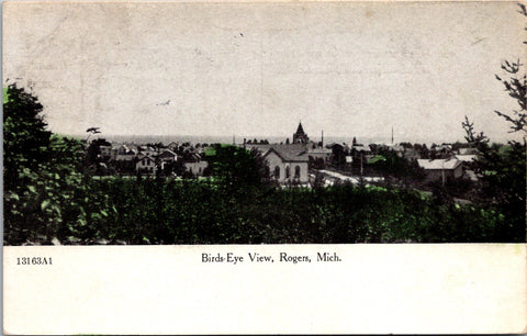 MI, Rogers - Birds Eye view - buildings - 1908 postcard - S01187