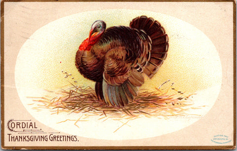 Thanksgiving - Cordial Thanksgiving Greeting - Turkey - Clapsaddle card - S01296