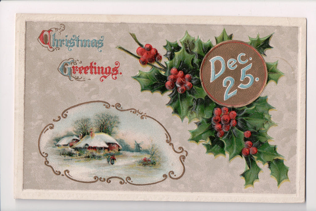 Xmas - Christmas Greetings - Dec 25 postcard - S01601