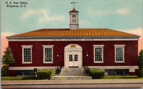 SC, Kingstree - US Post Office built 1938 postcard - SC0008