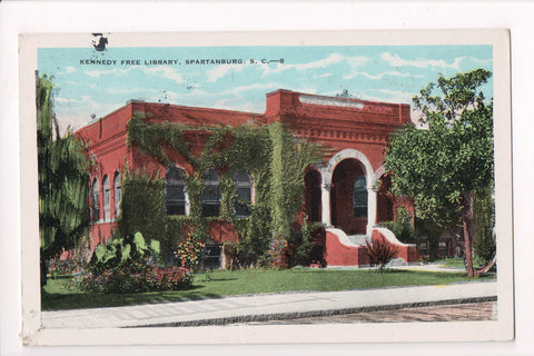 SC, Spartanburg - KENNEDY FREE LIBRARY - @1943 postcard - K06127