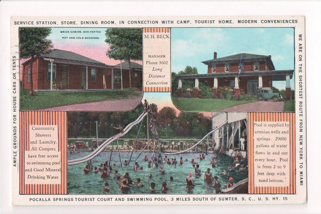 SC, Sumter - POCALLA SPRINGS Tourist Court - postcard - R00135