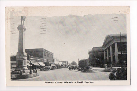 SC, Winnsboro - Business Center - @1941 postcard - B17033