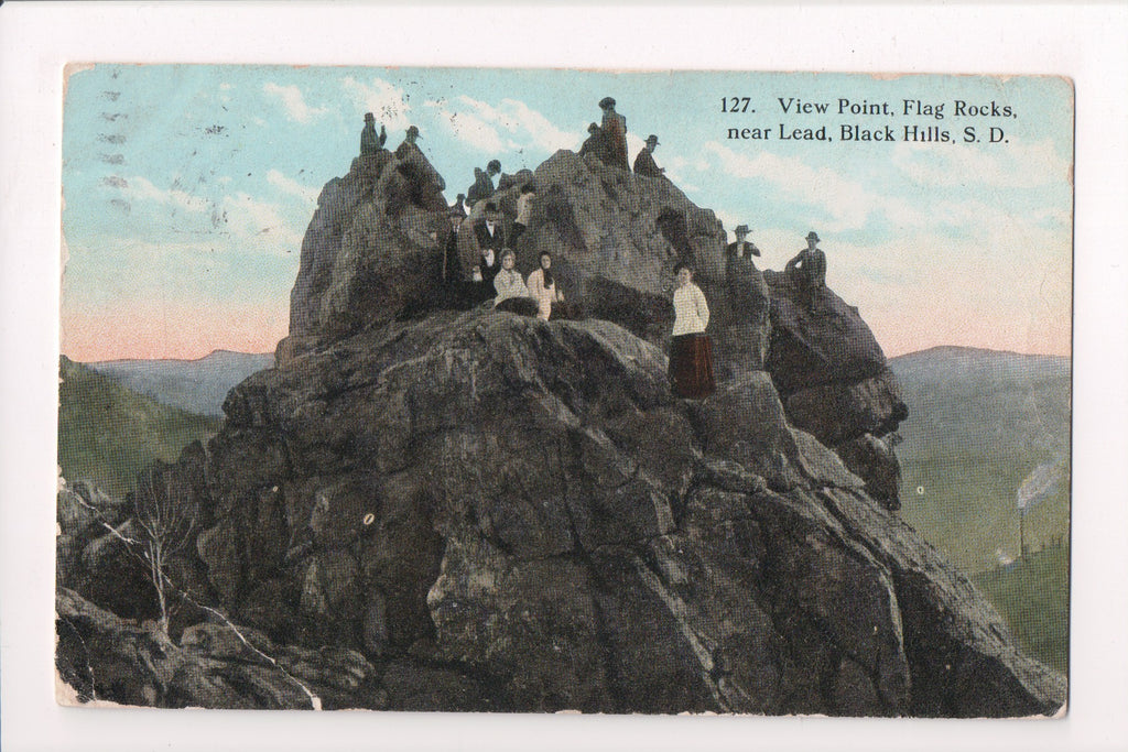 SD, LEAD - Black Hills, Flag Rocks with people on point - CP0642