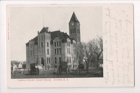 SD, Canton - Lincoln County Court House, horse and buggies postcard - G03389