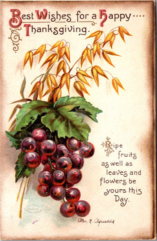 Thanksgiving - Best Wishes - Grain and Grapes - Clapsaddle - SH7006