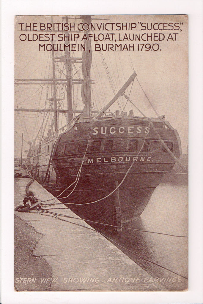 Ship Postcard - SUCCESS -  British Convict Ship (original SOLD) A05136