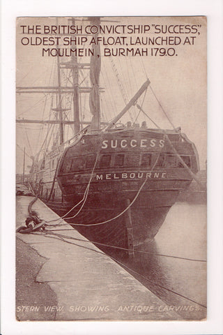 Ship Postcard - SUCCESS -  British Convict Ship (original SOLD) A05136
