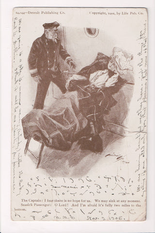 Ship Postcard - Lady and Captain - Harrison Fisher (original SOLD) CP0387