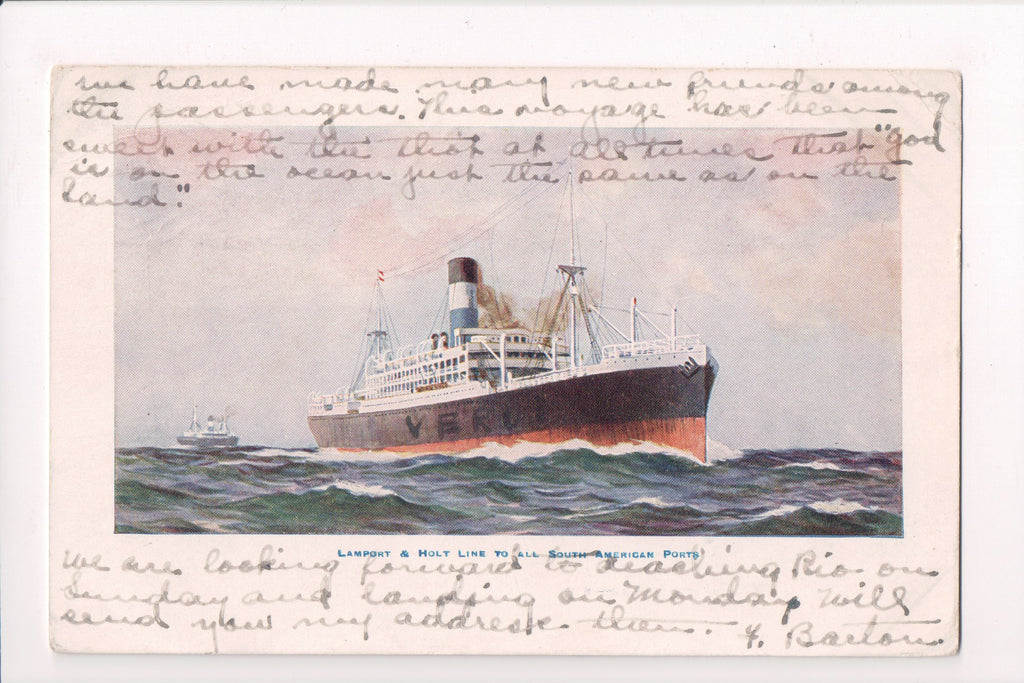Ship Postcard - VERDI - Lamport and Holt Line (original SOLD) D07264