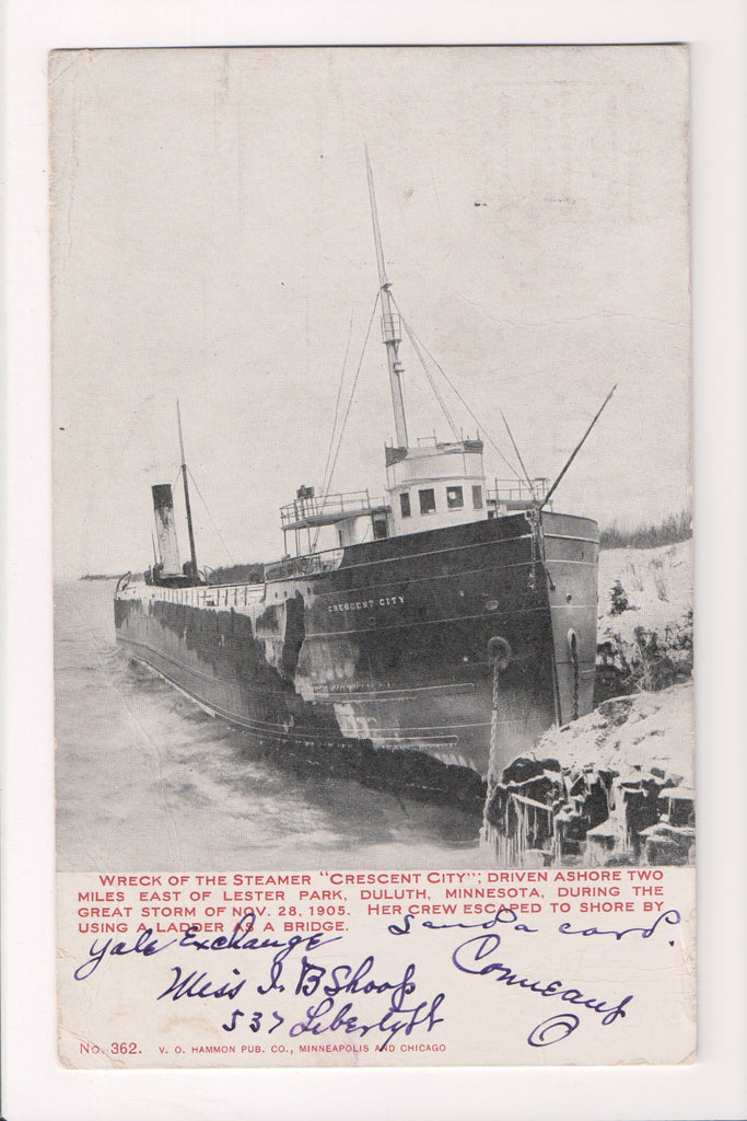 Ship Postcard - CRESCENT CITY - wreck Nov 28, 1905 (original SOLD) - F17367
