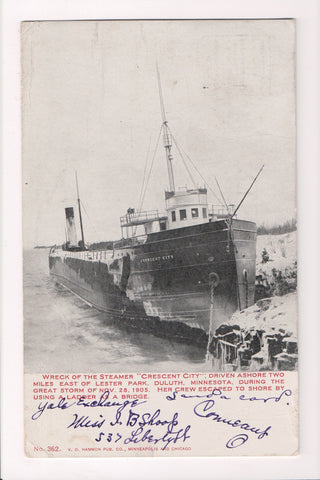 Ship Postcard - CRESCENT CITY - wreck Nov 28, 1905 - F17367