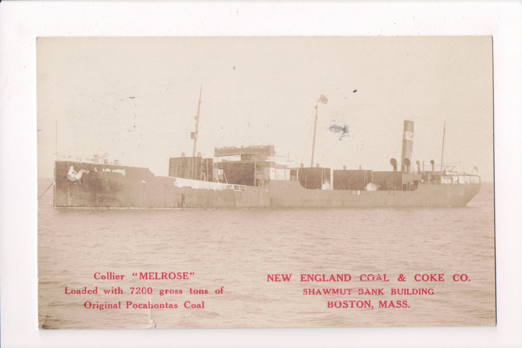 Ship Postcard - MELROSE Collier, New England Coal, Coke (original SOLD) F1737
