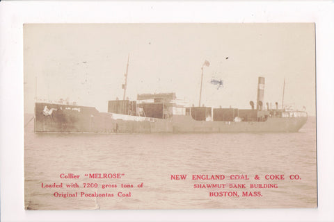 Ship Postcard - MELROSE Collier, New England Coal, Coke - F1737