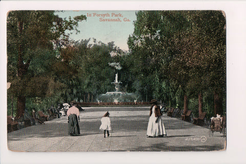GA, Savannah - Forsyth Park, Fountain, baby carriage - SL2319