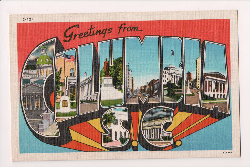 SC, Columbia - LARGE LETTER Greetings from postcard - SL2359