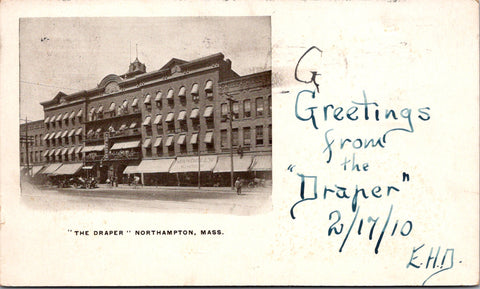 MA, Northampton - Draper (The) - Mandells Shoes awning - 1910 postcard - SL2680