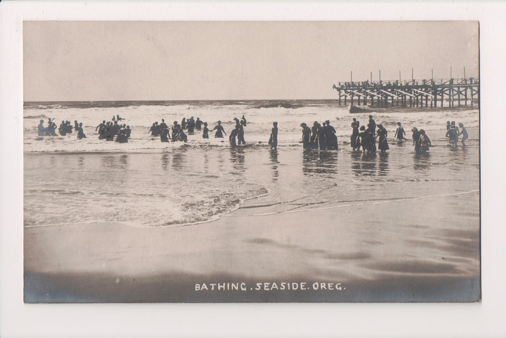 OR, Seaside - Pier and waders in old fashion suits - RPPC - SL2716