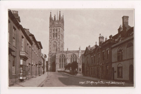 Foreign postcard - WARWICK, England - St Marys Church, sign - SL2743