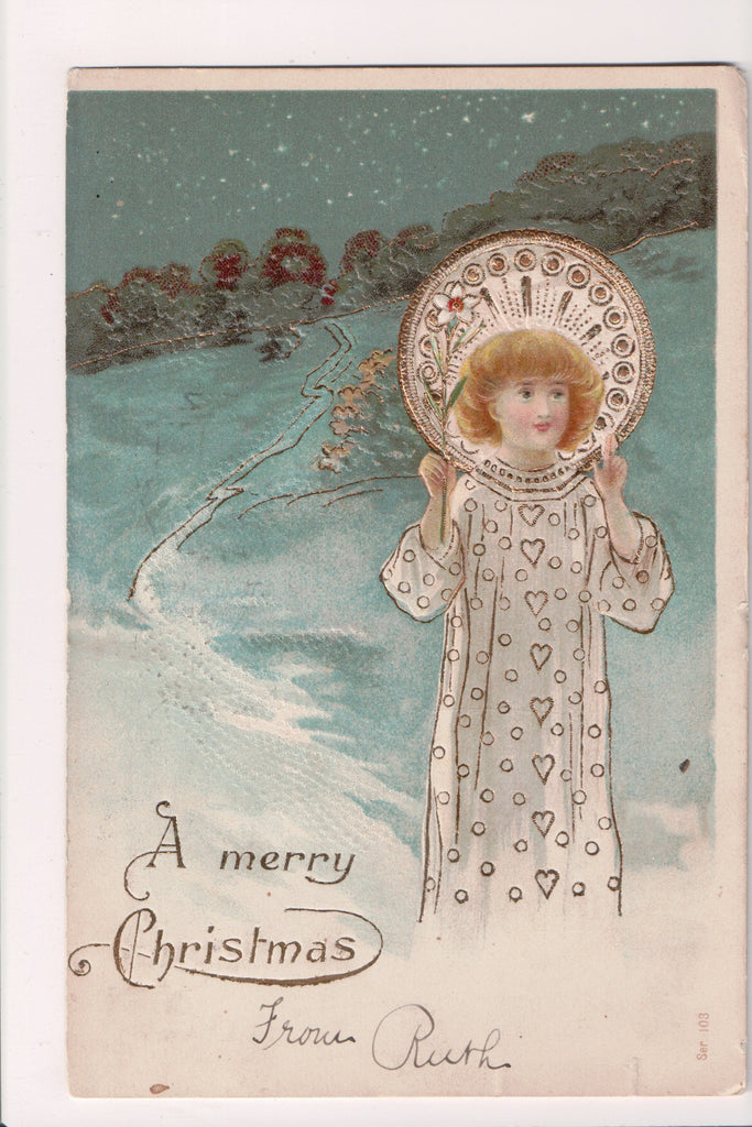 Xmas postcard - Christmas - Christ Child w/gold hallo - SL2749