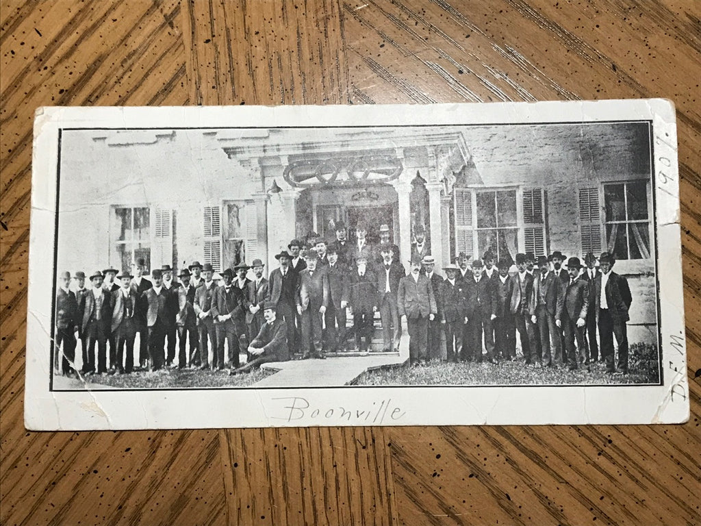 NY, Boonville -1907 IOOF building, 42 men posing postcard - SL2750