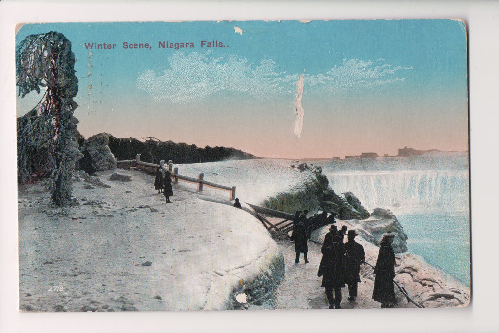 NY, Niagara Falls, Winter scene with people postcard - SL2754