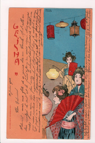 Greetings - Artist signed - Kirchner - Geisha Girls postcard - SL2776