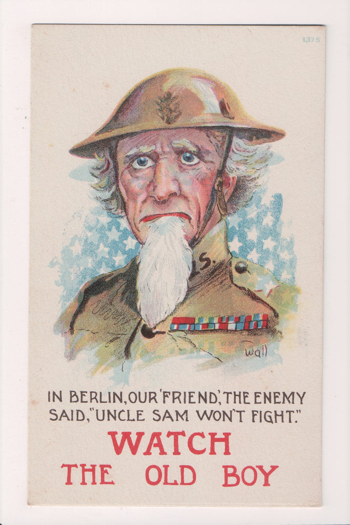 Patriotic postcard - The enemy said uncle sam won't fight - Wall signed - SL2792