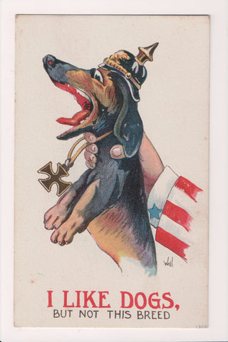 Patriotic postcard - I like dogs but not this breed - Wall signed - SL2799