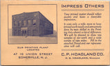 NJ, SOMERVILLE - C P Hoagland Co printing plant correspondence card - SL2805