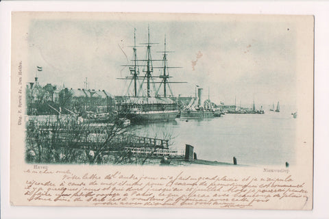Ship Postcard - 1900 large Sailboat plus - ?Haven, Netherland - SL2833