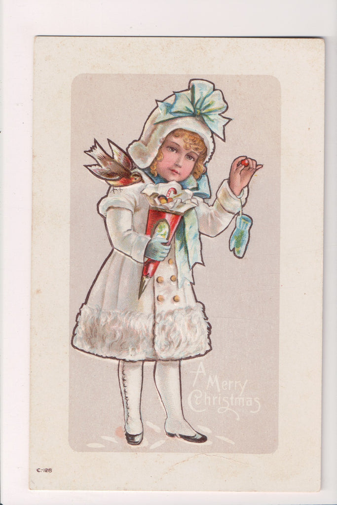 Xmas postcard - Christmas - Girl in white - #C-128 - SL2876