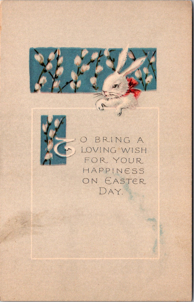 Easter - bunny rabbit and pussy willows postcard - SL2999