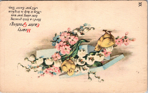 Easter - chicks in and around flower box postcard - SL3007
