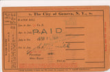 NY, Geneva - Water Bill - 3 cards from city treasurer - before 1921 - SL3021