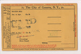 NY, Geneva - Water Bill - 3 cards from city treasurer - before 1921 - SL3021