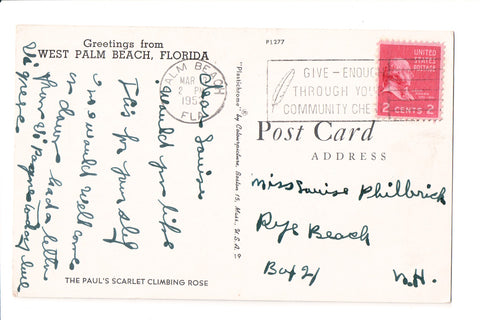 pm SLO - GIVE ENOUGH THROUGH - FL - 1953 Slogan / Logo cancel - boA17194