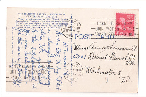 pm SLO - EARN LEARN SERVE - NY - 1954 Slogan / Logo cancel - bow00462