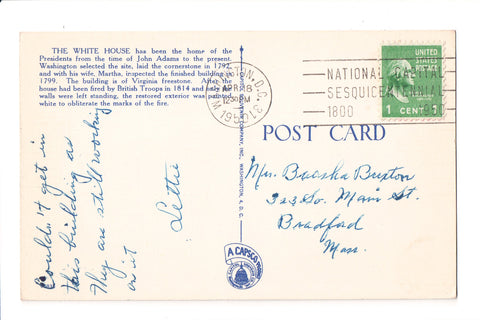 pm SLO - NATIONAL CAPITAL SESQ - DC - 1950 Slogan / Logo cancel - bow04632