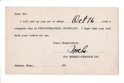MA, Boston - Robey-French Co salesman card - sw0018